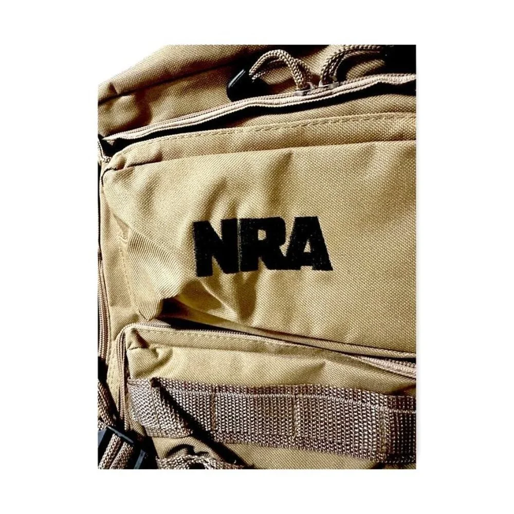 NRA Tan Tactical Backpack Multi-Pocket Adjustable Straps Mesh Back Lightweight - Picture 15 of 15